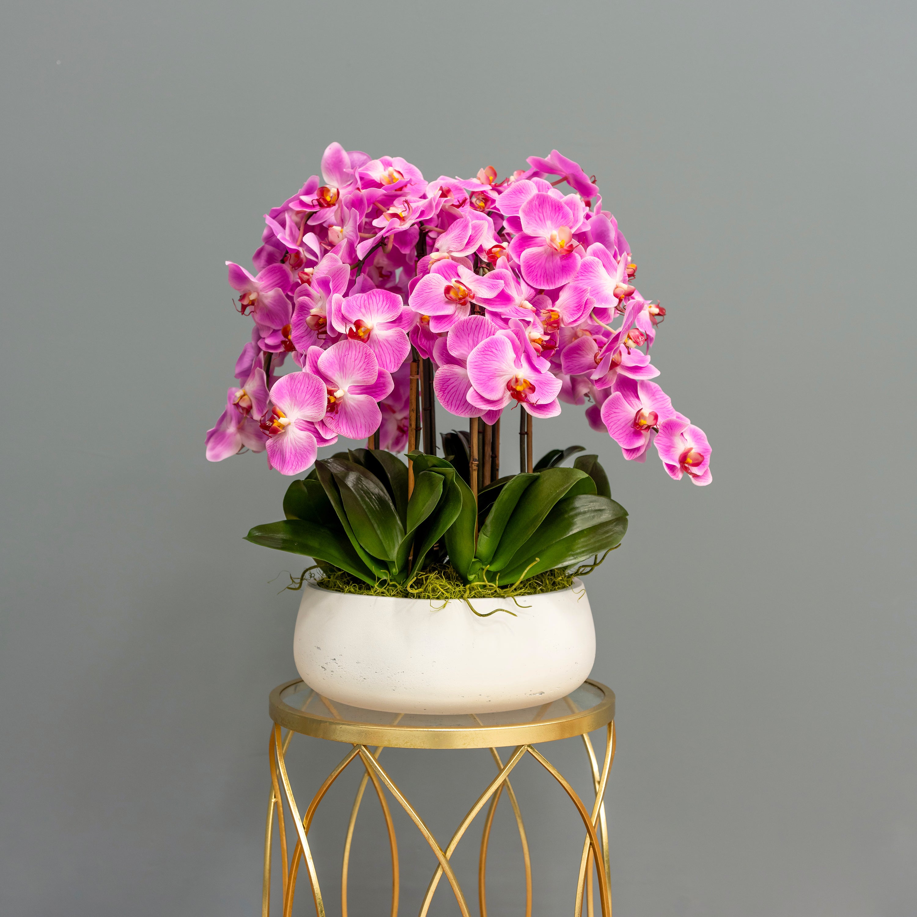 pink artificial plant in pot Airy Pink Orchid Arrangement – The Plant Guy
