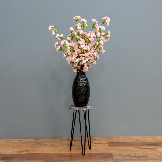 Pink Cherry Blossoms – Black Vase