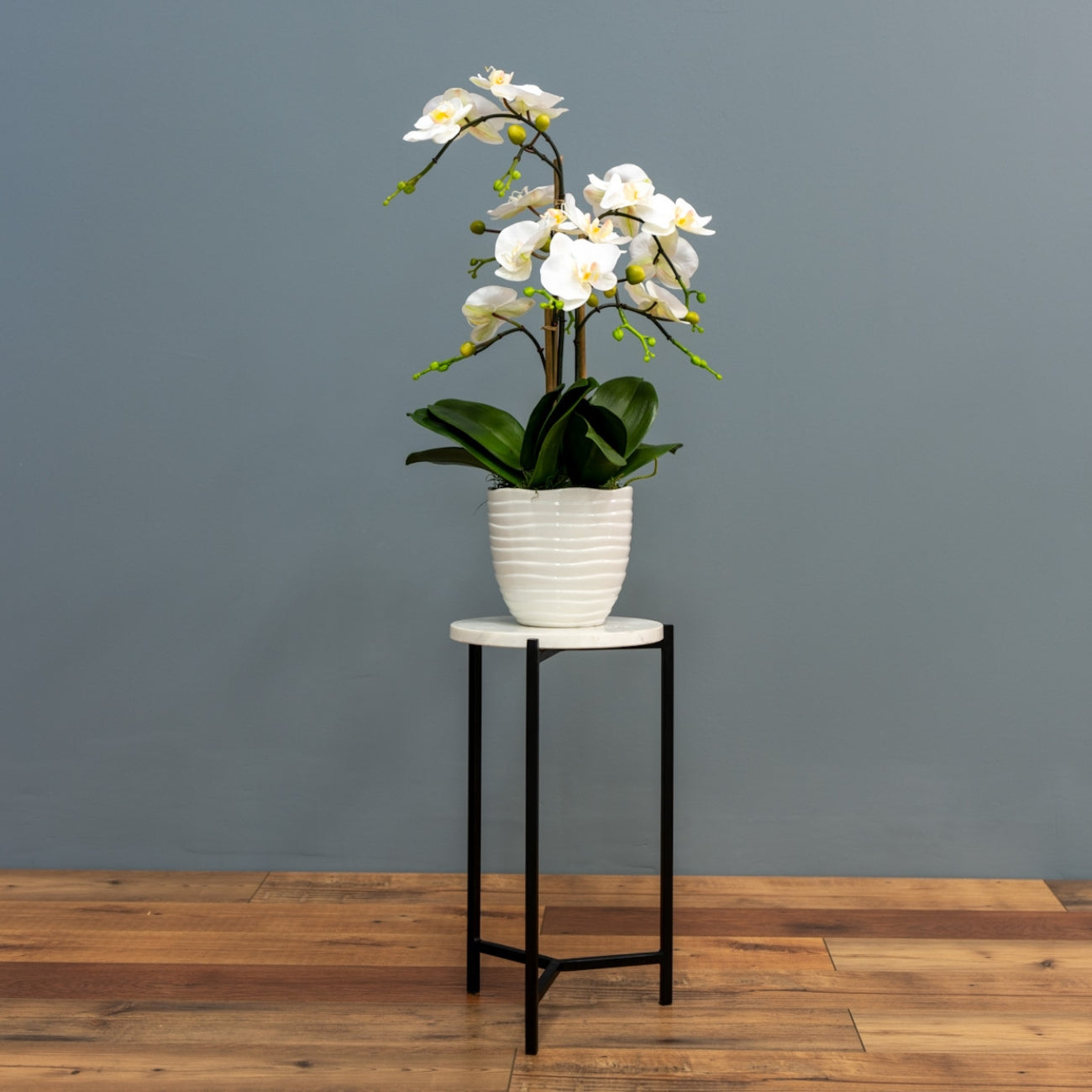 White Orchids - White Planter