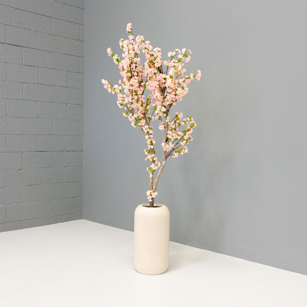 Faux Cherry Blossom Tree + Planter, 7ft, Matte White, Custom Made, Real Feel, Crafted By The Plant Guy